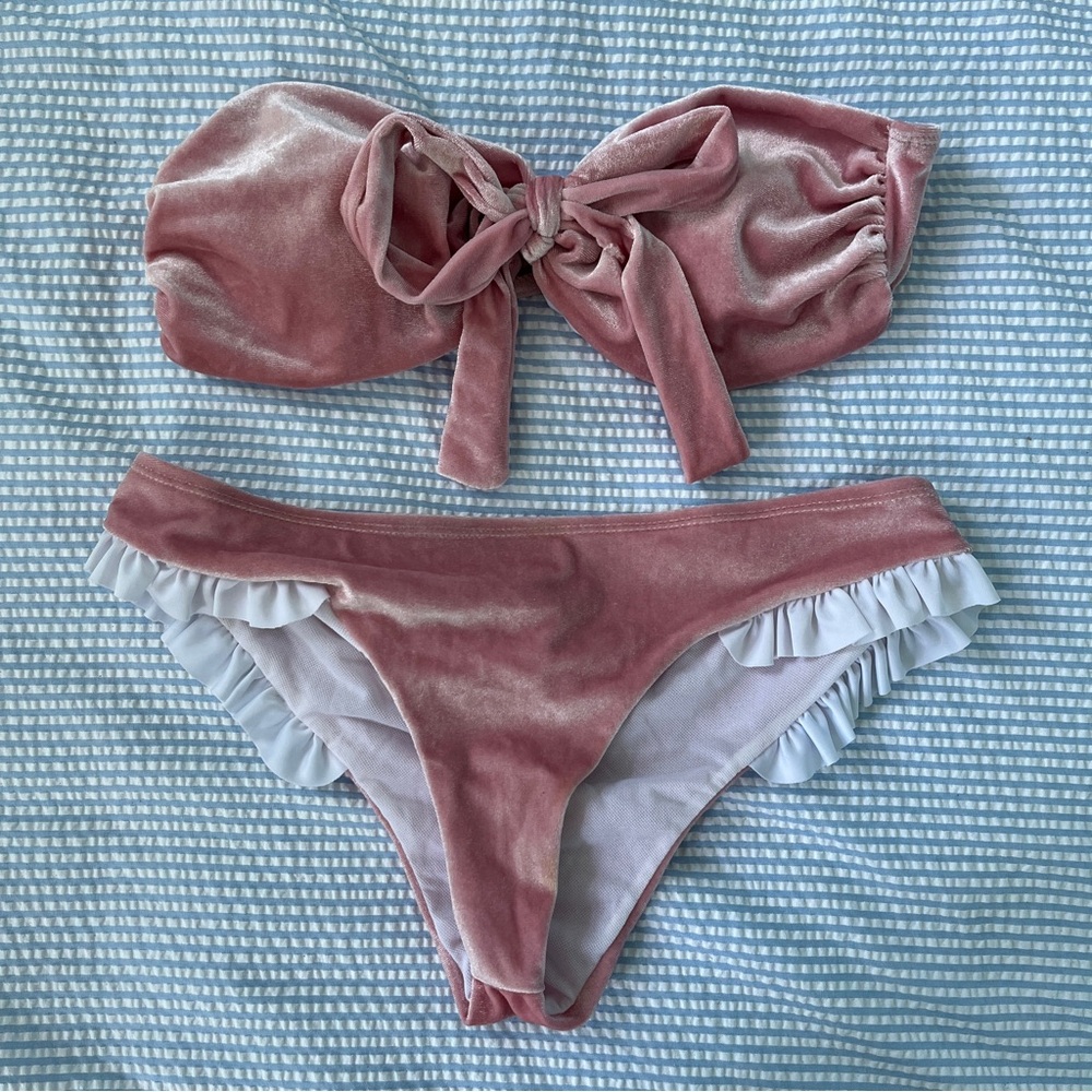 Pink Velvet Bikini Set